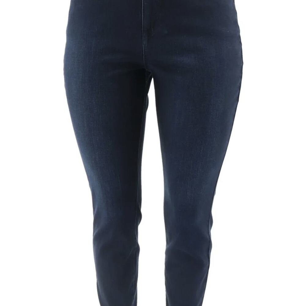 SKU 1627 Isaac Mizrahi True Denim Skinny Ankle Jeans Back Slit Indigo 2 New